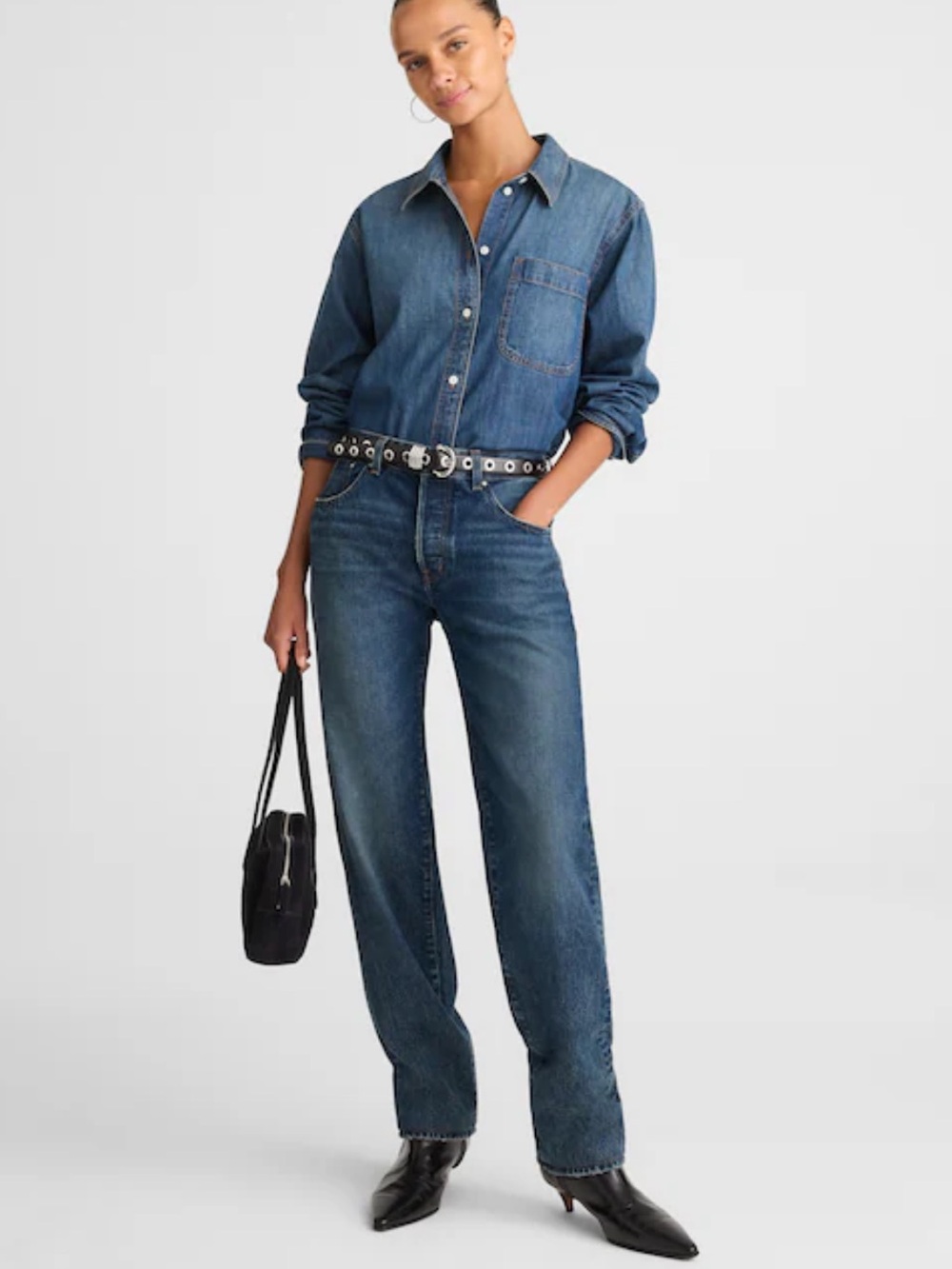 Madewell Dean Easy Straight Jeans Women’s Size 29 P Relaxed Blue Rigid D
